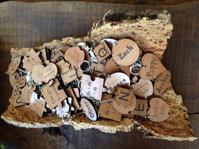 Personalised wooden keyrings